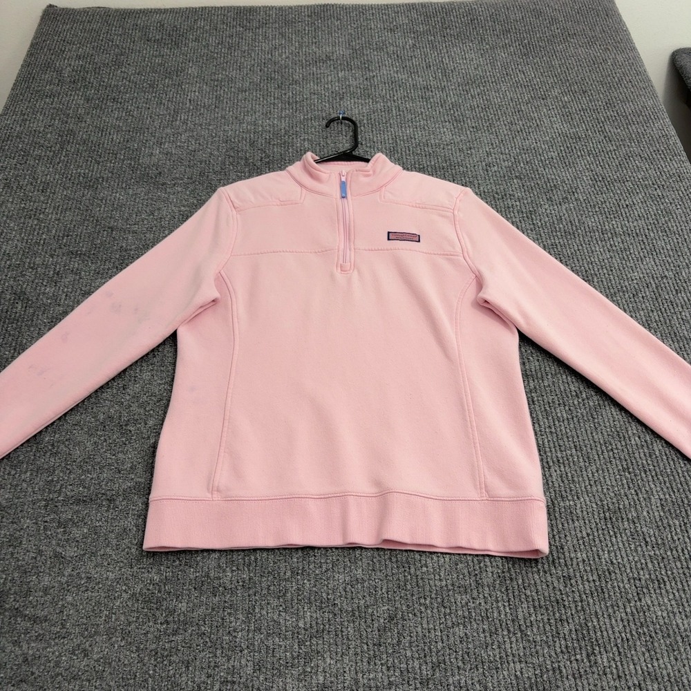 Vineyard Vines Pullover Women M Pink Cotton Quarter Zip Preppy Casual